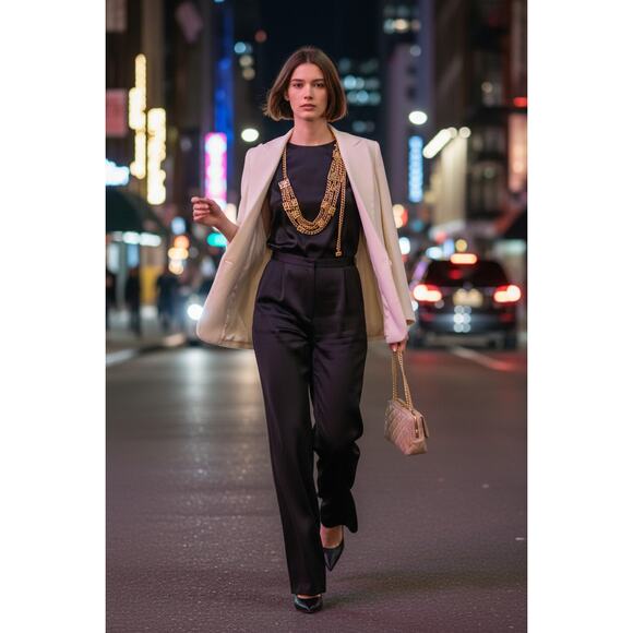 St. John Gold SJ Logo Layered Chain Belt Vintage main image 6